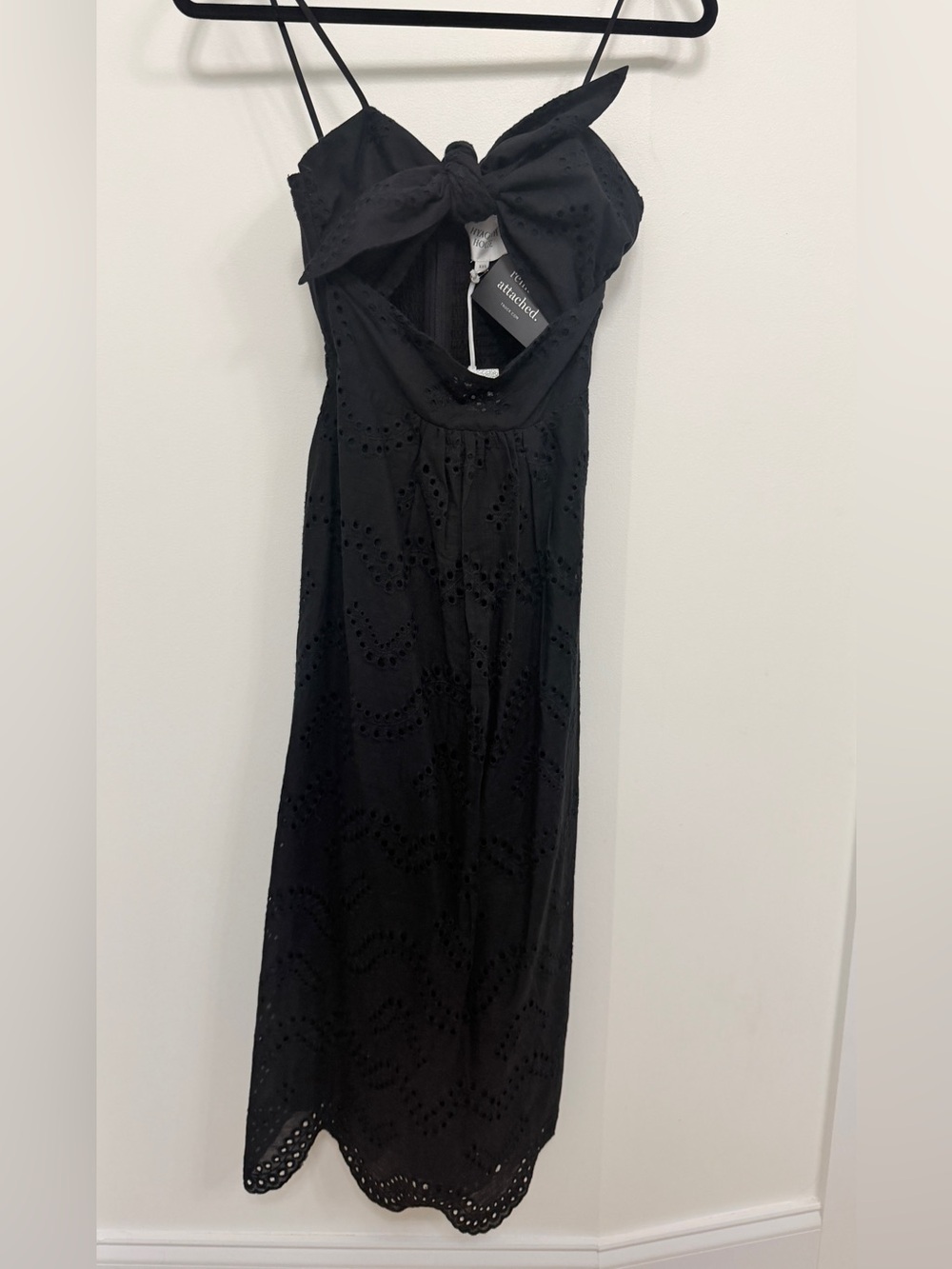 NWT Hyacinth House Black Eyelet Tie-Front Midi Dress - Size XXS